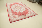 7x10 Red and Ivory Turkish Antep Rug