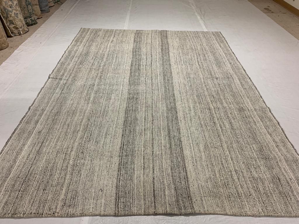 7x10 Beige and Gray Turkish Tribal Rug