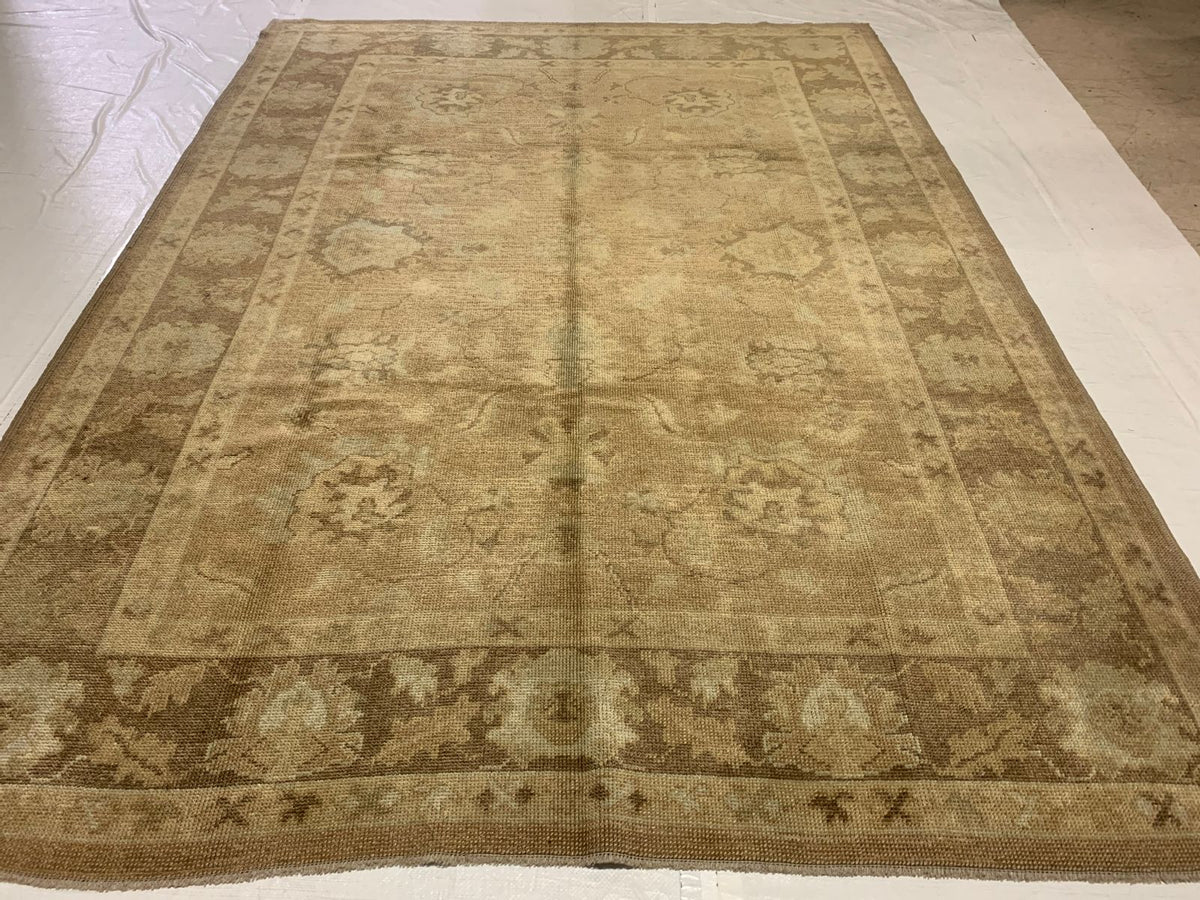 7x10 Beige and Brown Turkish Oushak Rug