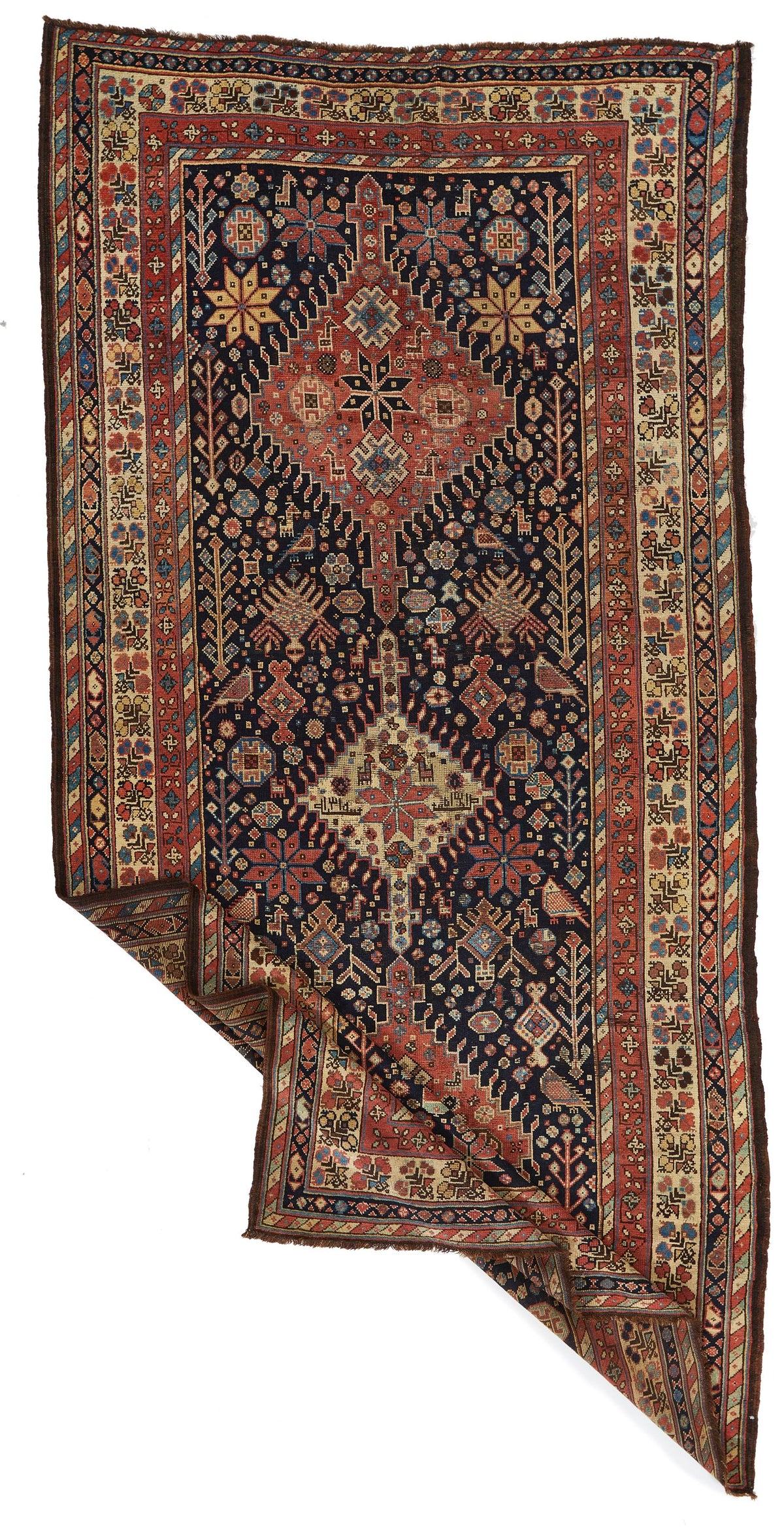 5x10 Navy and Ivory Kazak Tribal Runner