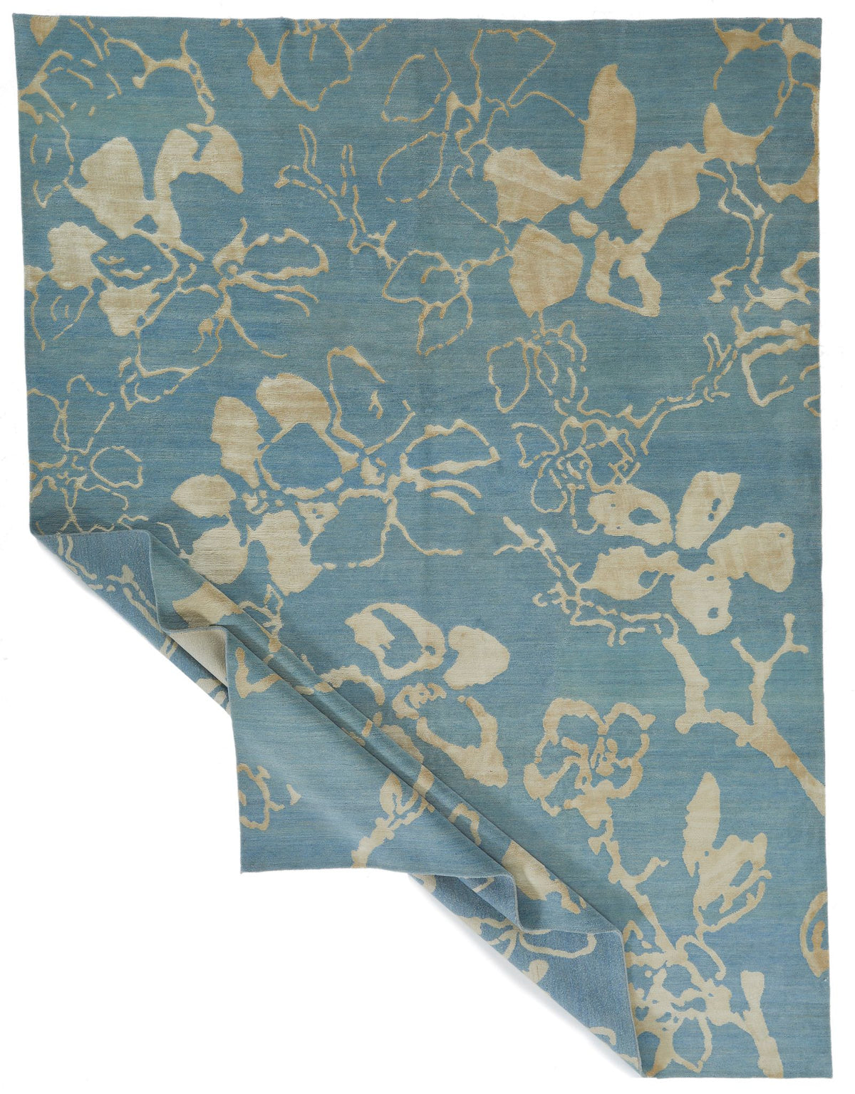 9x12 Blue and Ivory Modern Contemporary Rug