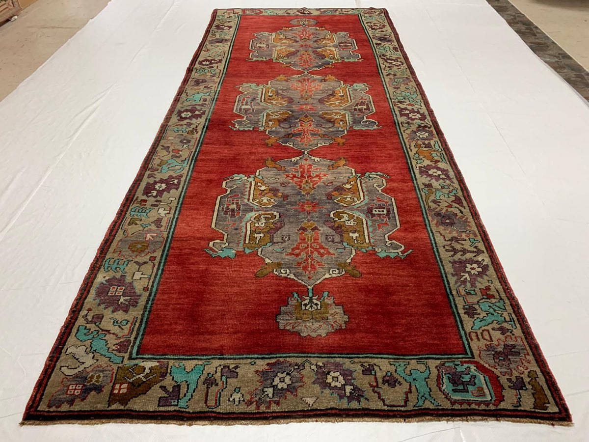 5x12 Red and Brown Turkish Tribal Runner