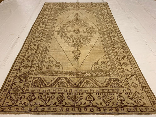 6x11 Ivory Turkish Tribal Rug