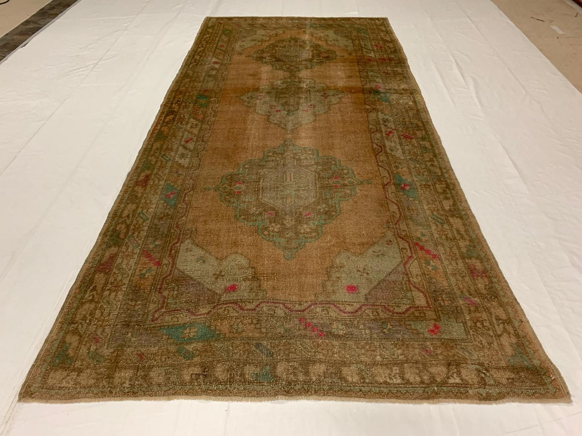 5x10 Beige and Beige Turkish Tribal Runner