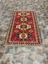 4x7 Red and Navy Turkish Patchwork Rug