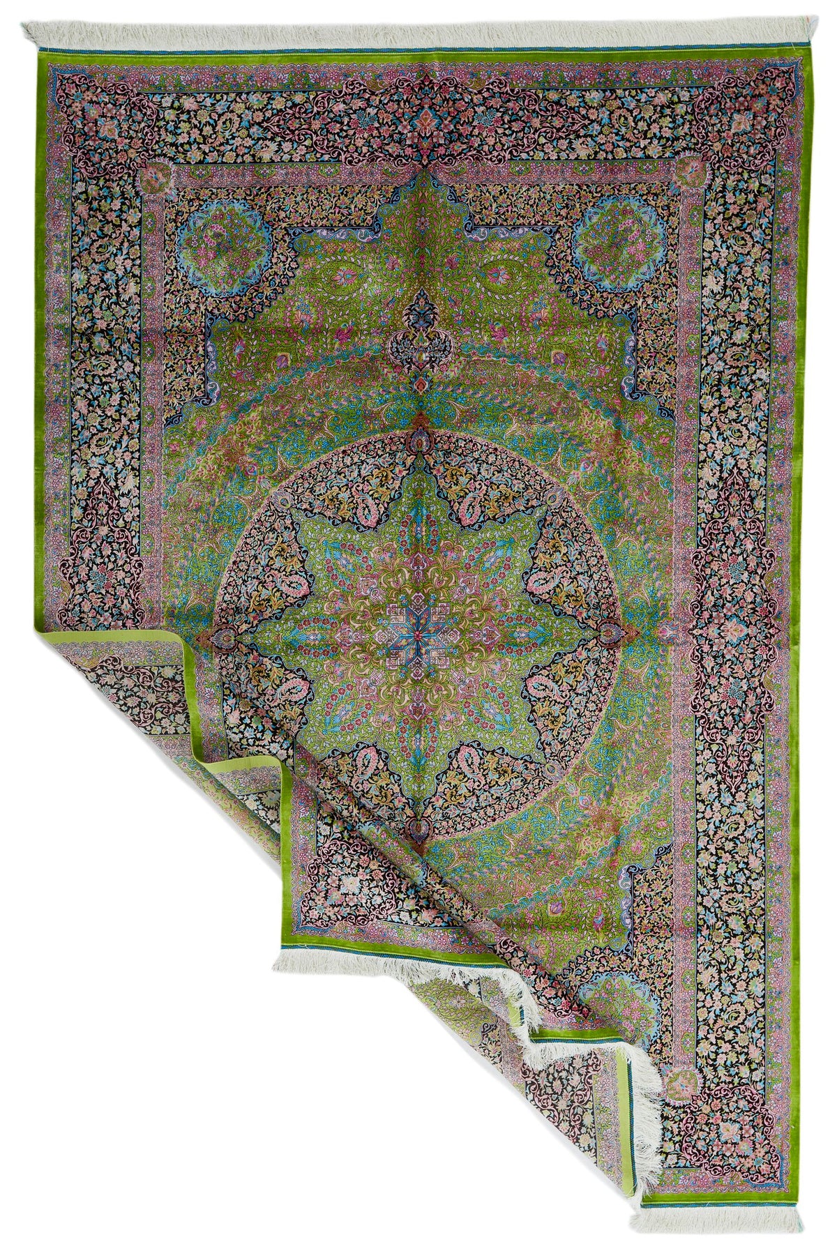7x10 Green and Black Turkish Antep Rug