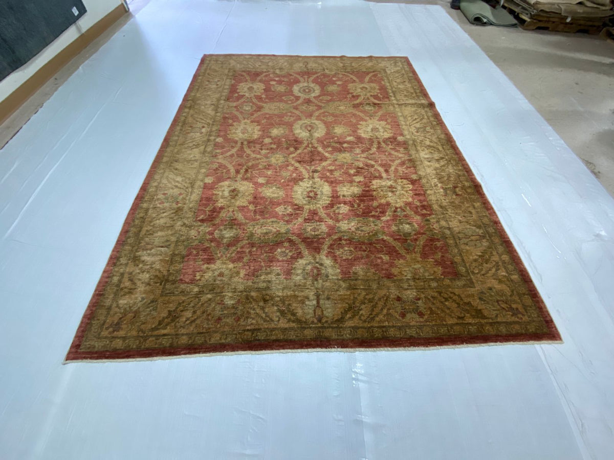 7x9 Red and Gold Turkish Oushak Rug