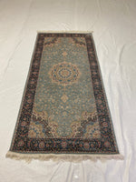 3x7 Blue and Green Turkish Antep Runner