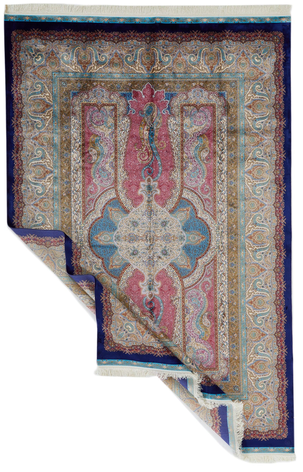 7x10 Navy and Ivory Turkish Antep Rug