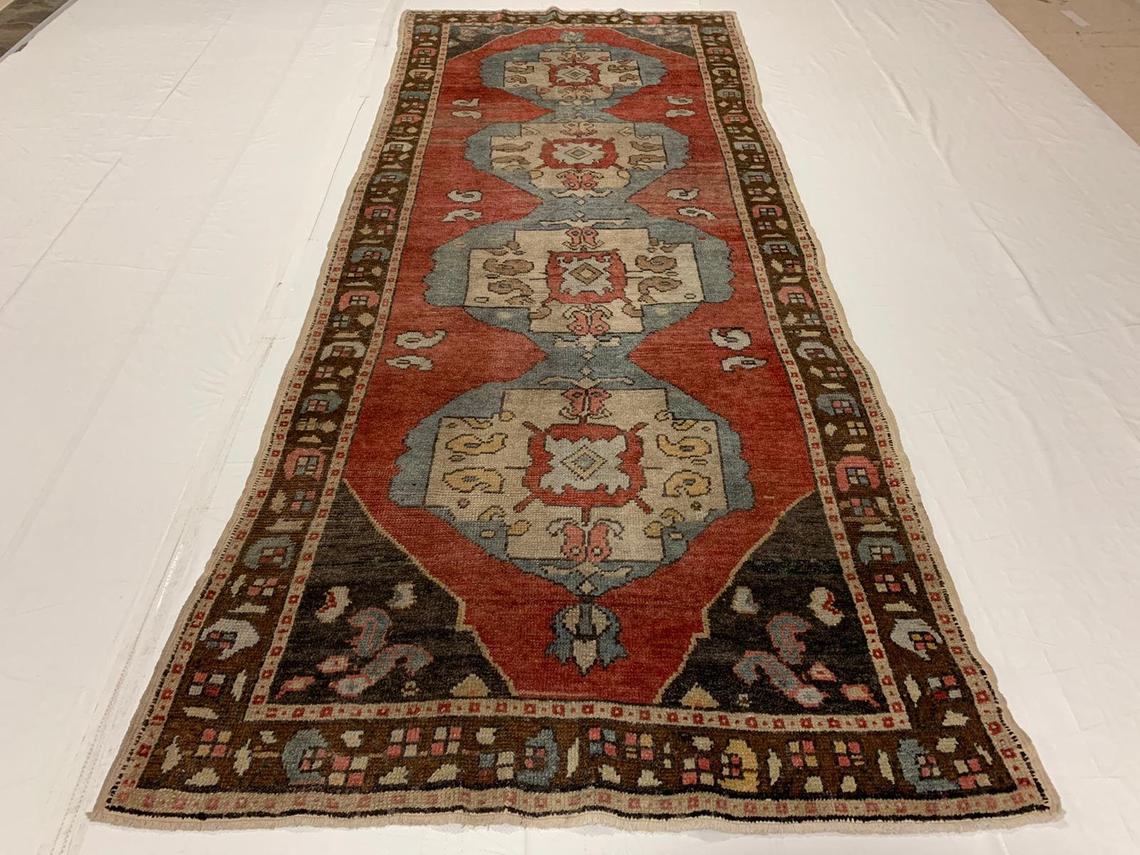 4x10 Rust and Brown Turkish Tribal Runner