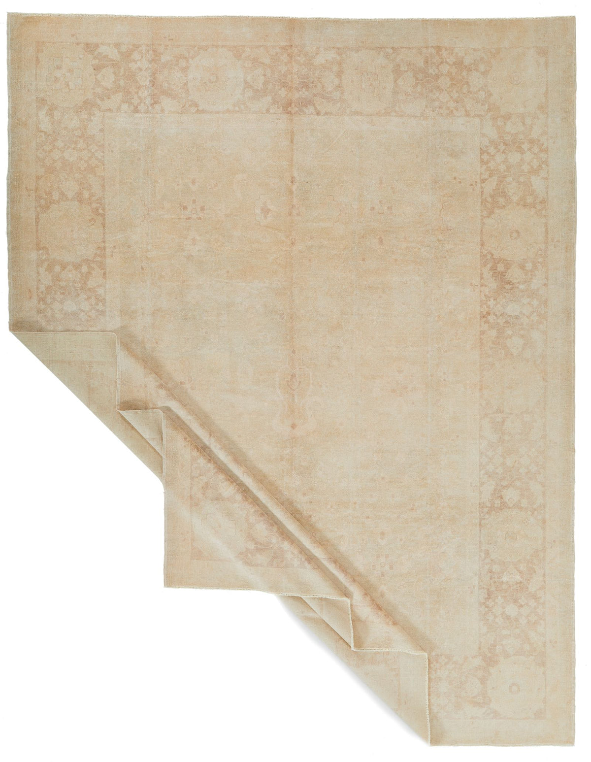 9x12 Beige and Brown Turkish Oushak Rug