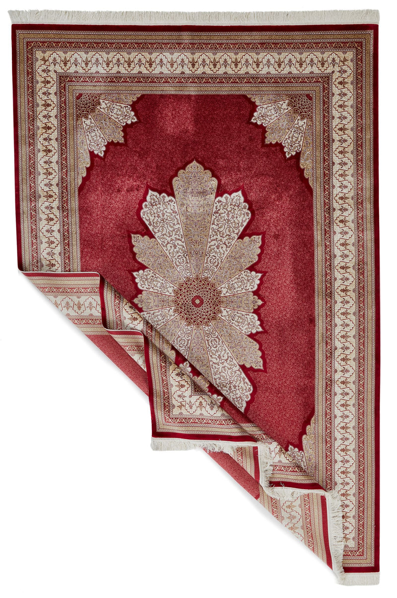 7x10 Red and Ivory Turkish Antep Rug