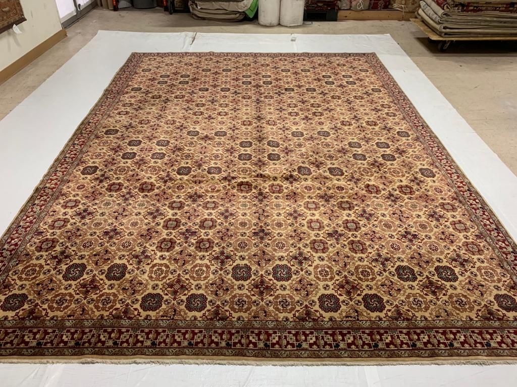 10x13 Gold and Red Turkish Silk Rug