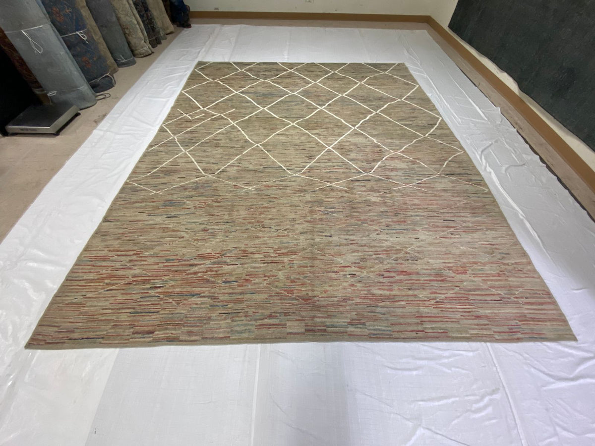 10x12 Pink and Beige Modern Contemporary Rug