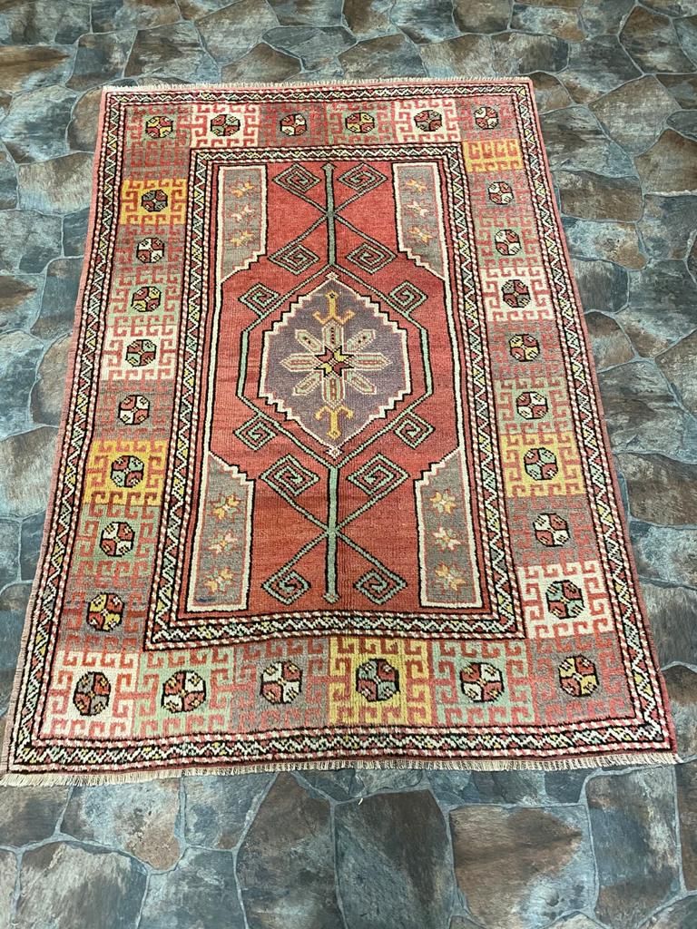 5x7 Red and Multicolor Turkish Tribal Rug