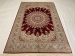 5x8 Red and Ivory Turkish Antep Rug