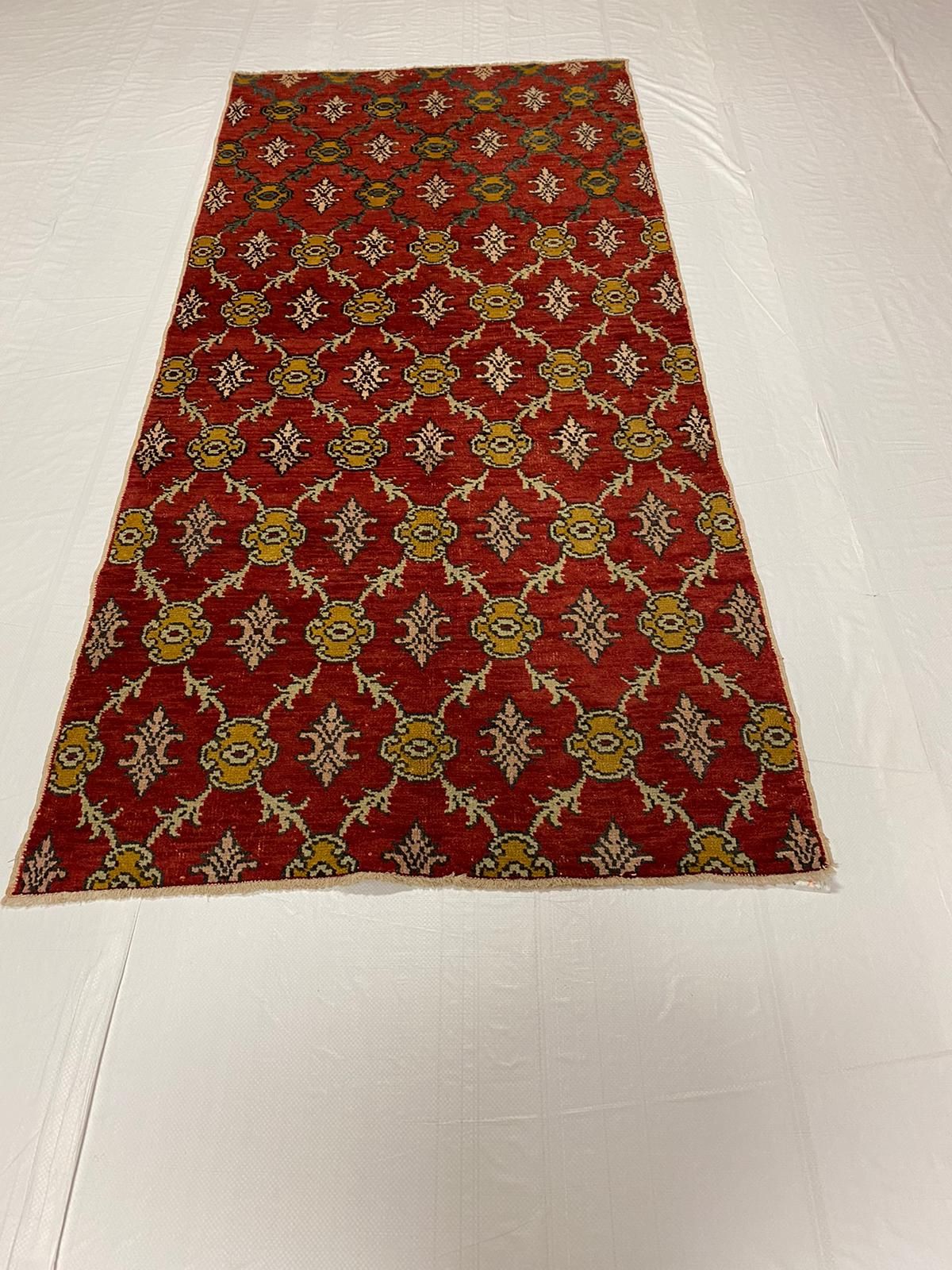 4x8 Red and Gold Turkish Tribal Rug