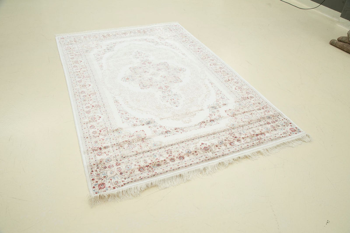 5x8 Ivory and Beige Turkish Antep Rug