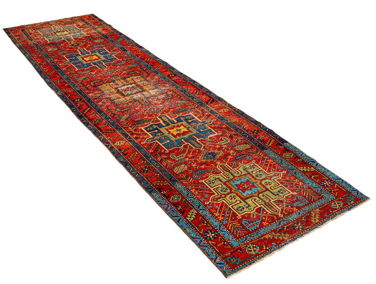 3x11 Red and Navy Persian Runner