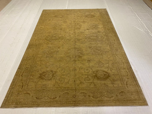 6x9 Beige And Blue Turkish Oushak Rug