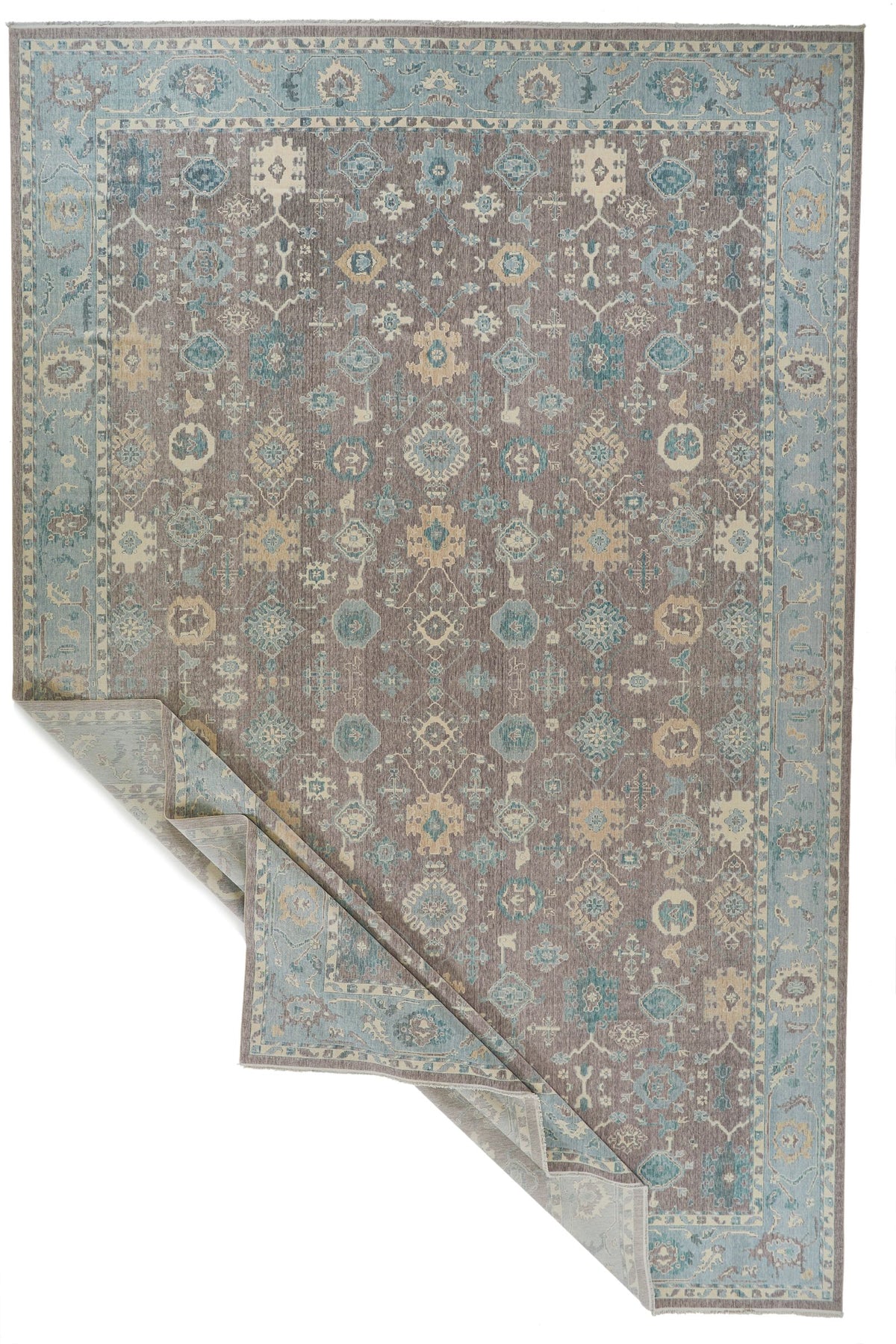 13x20 Purple and Light Blue Turkish Traditional Rug