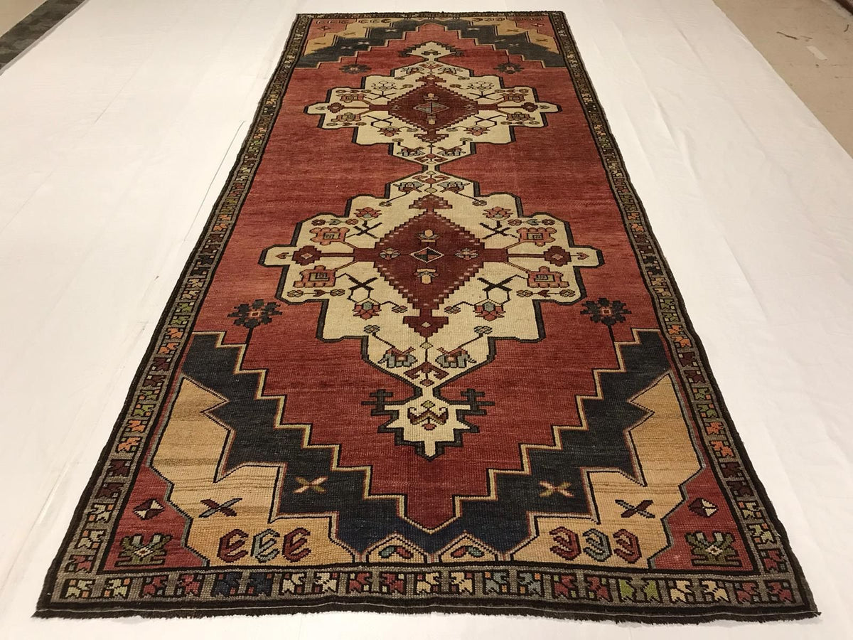 5x11 Red and Gray Turkish Tribal Runner
