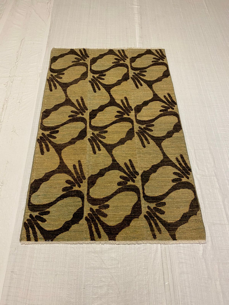 3x5 Green and Brown Modern Contemporary Rug