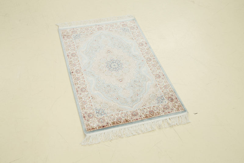 2x3 Ivory and White Turkish Antep Rug