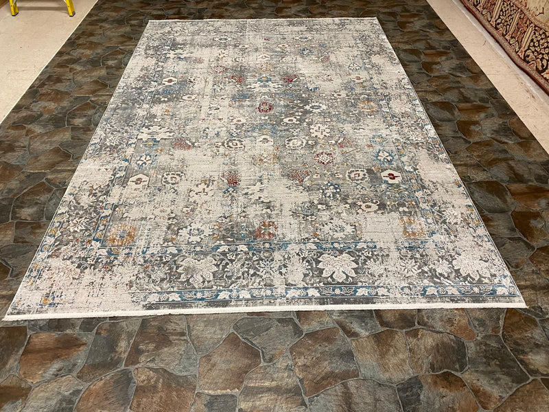 7x10 Red and Blue Turkish Antep Rug