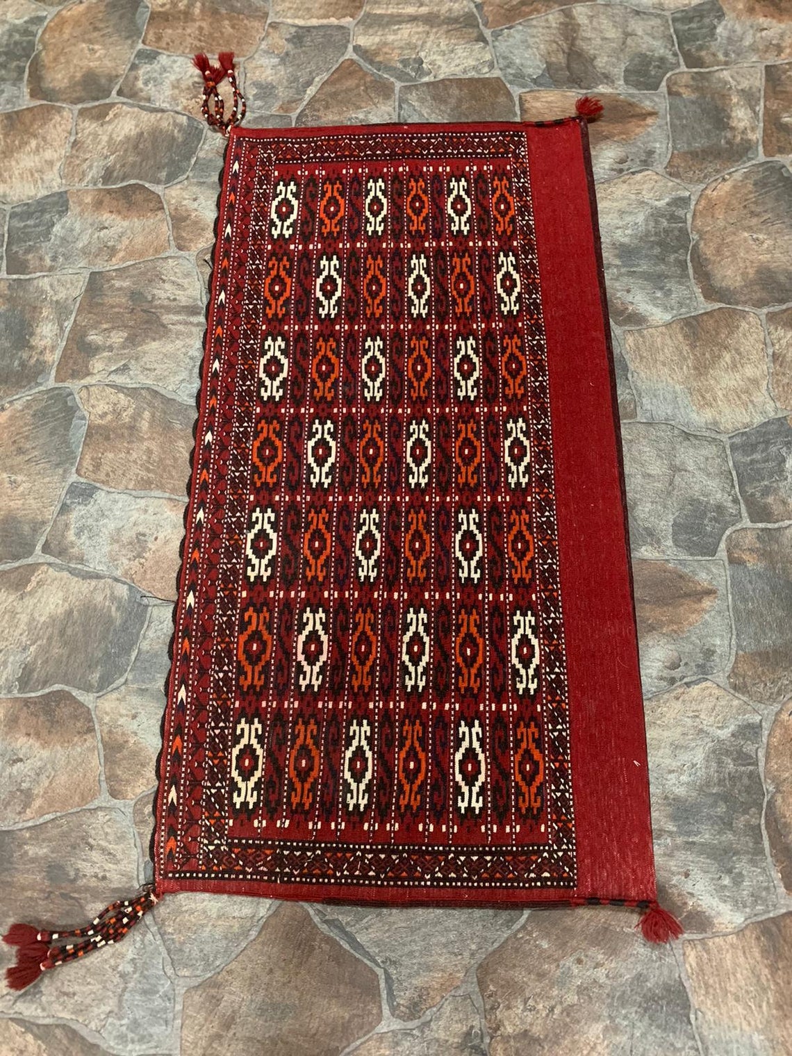 2x4 Red and Beige Turkish Tribal Rug