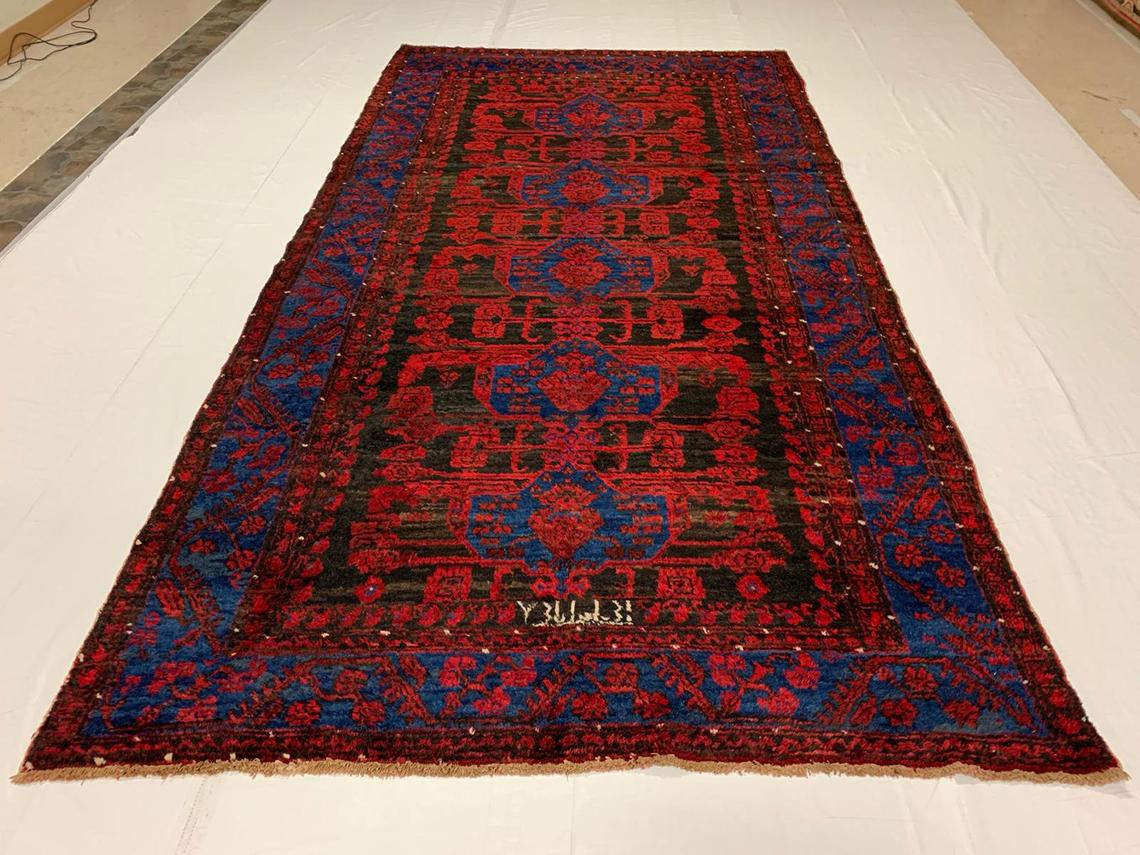 6x11 Navy and Red Turkish Tribal Rug