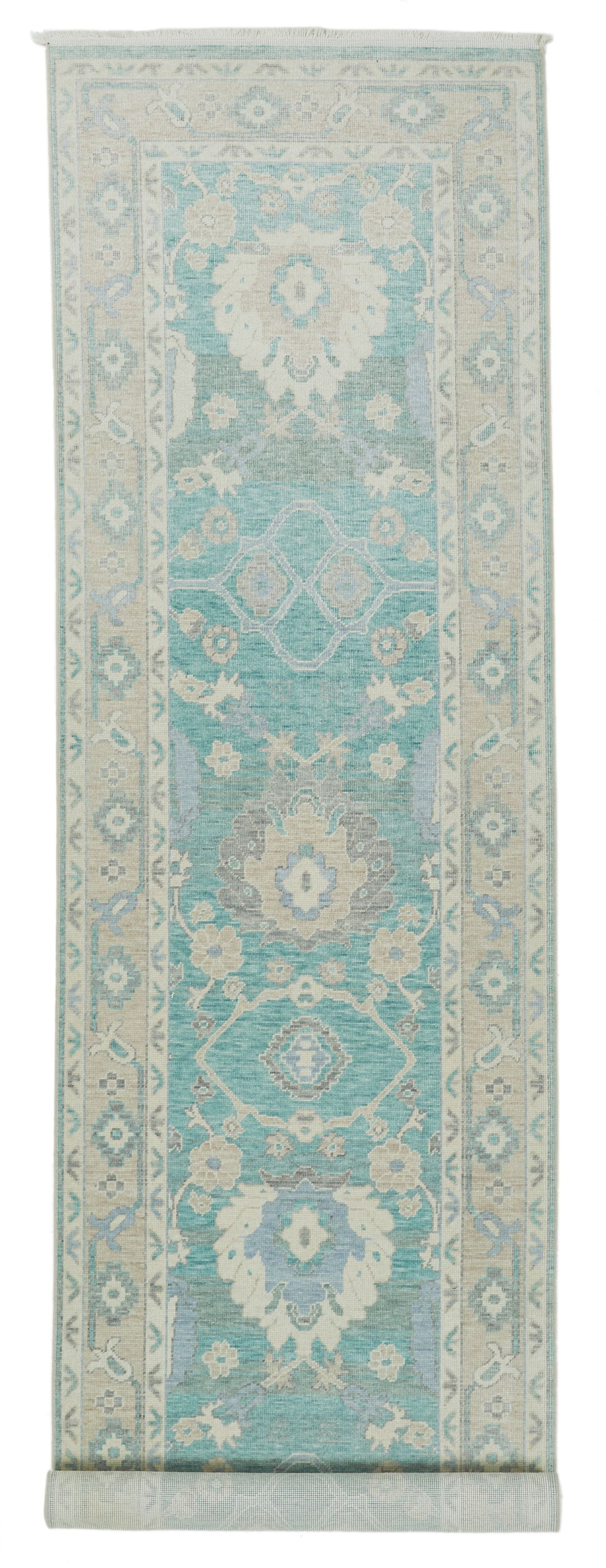3x10 Green and Beige Turkish Traditional Runner
