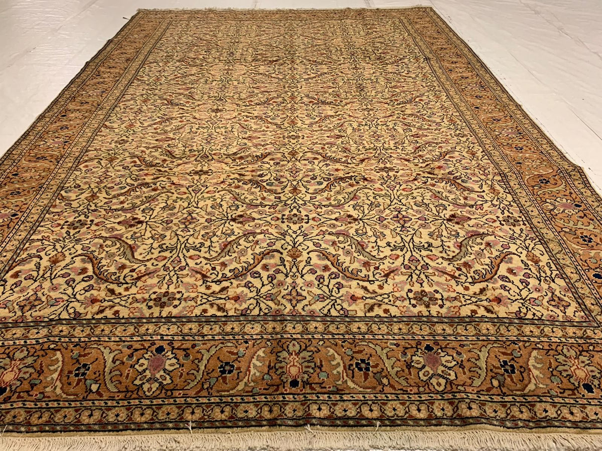 7x10 Green and Peach Turkish Traditional Rug