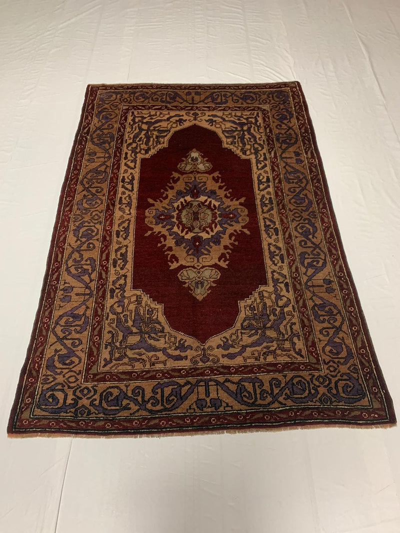 5x7 Red and Beige Turkish Tribal Rug