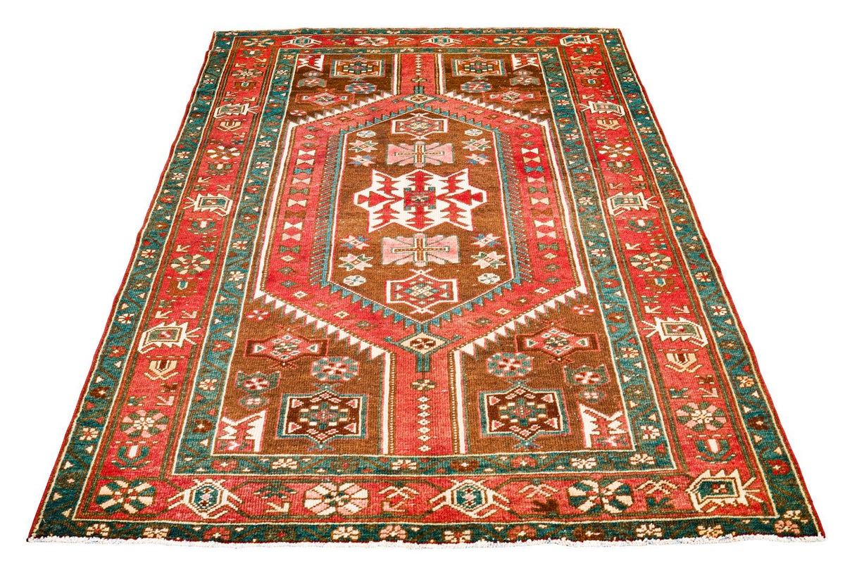 4x7 Red and Navy Persian Tribal Rug