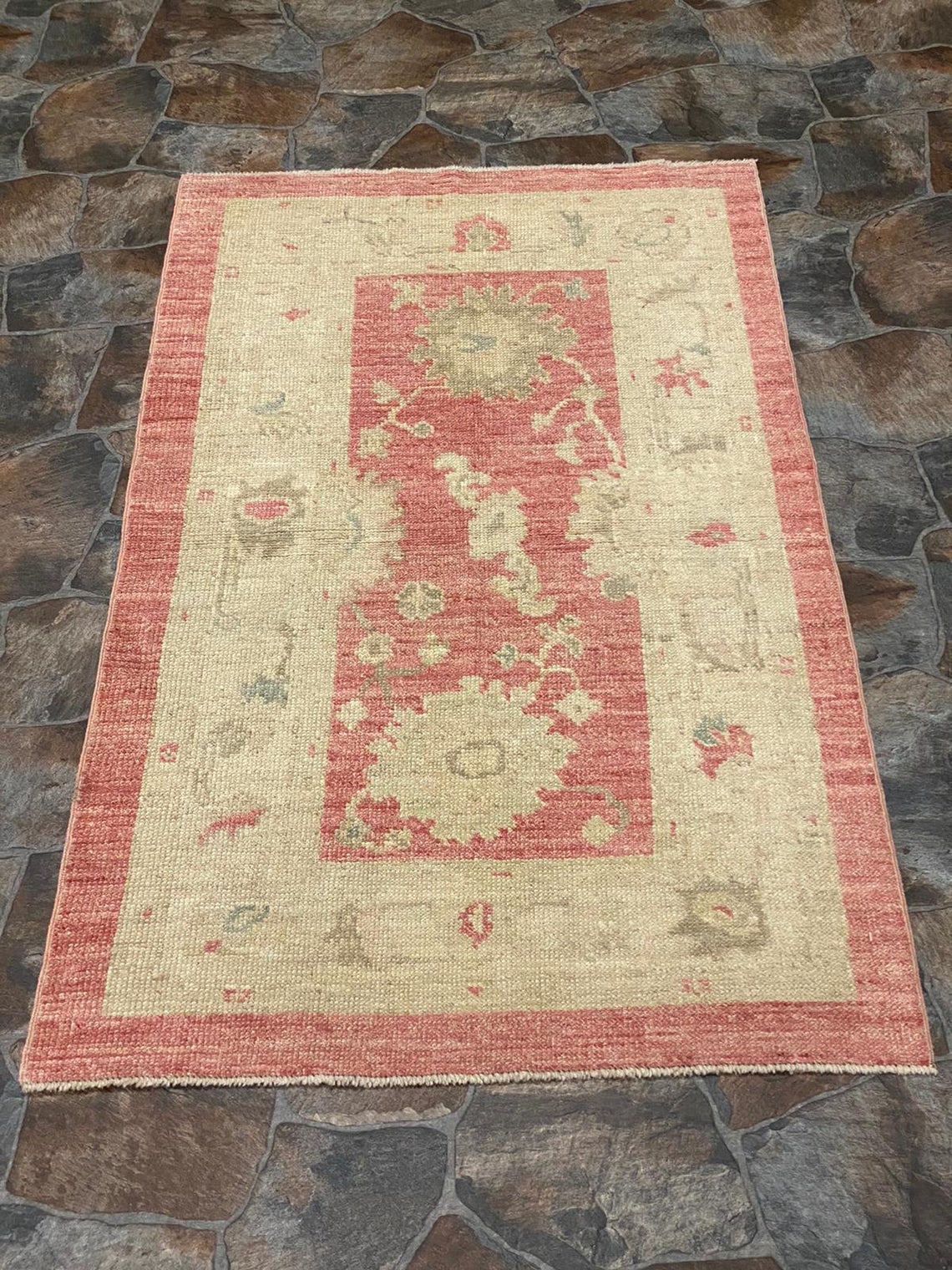 3x5 Pink and Beige Turkish Oushak Rug