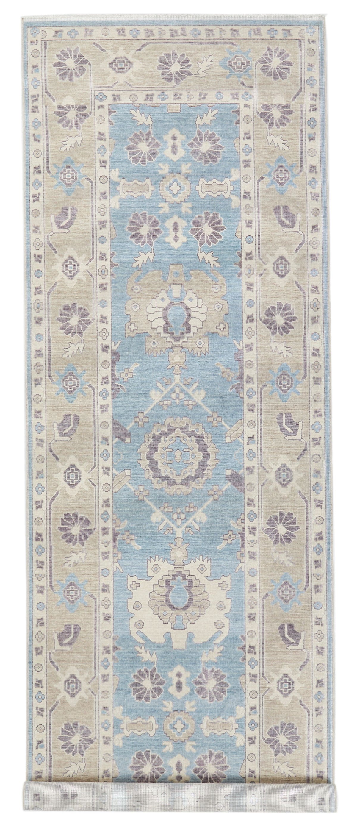 3x11 Blue and Beige Turkish Traditional Runner