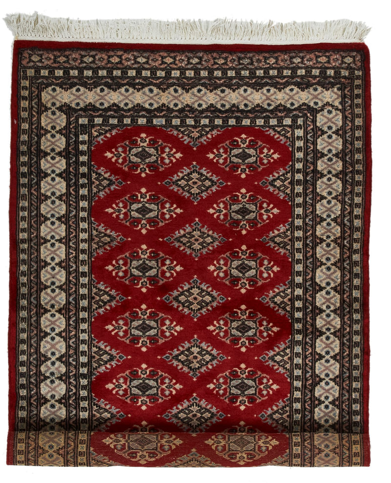 3x5 Red and Ivory Turkish Tribal Rug