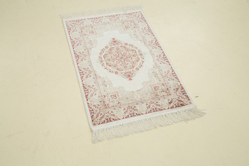 2x3 Ivory and Beige Turkish Antep Rug