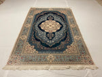 5x8 Blue and Ivory Turkish Antep Rug