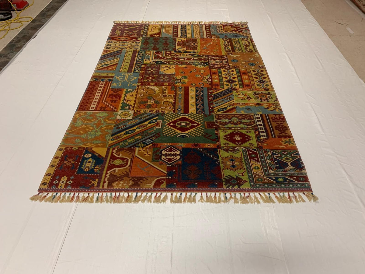 6x8 Vintage Turkish Patchwork Rug
