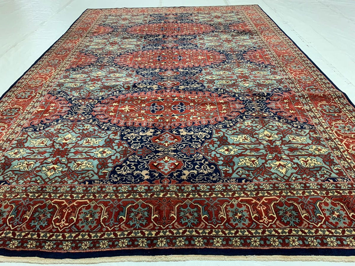 7x10 Navy and Red Turkish Silk Rug