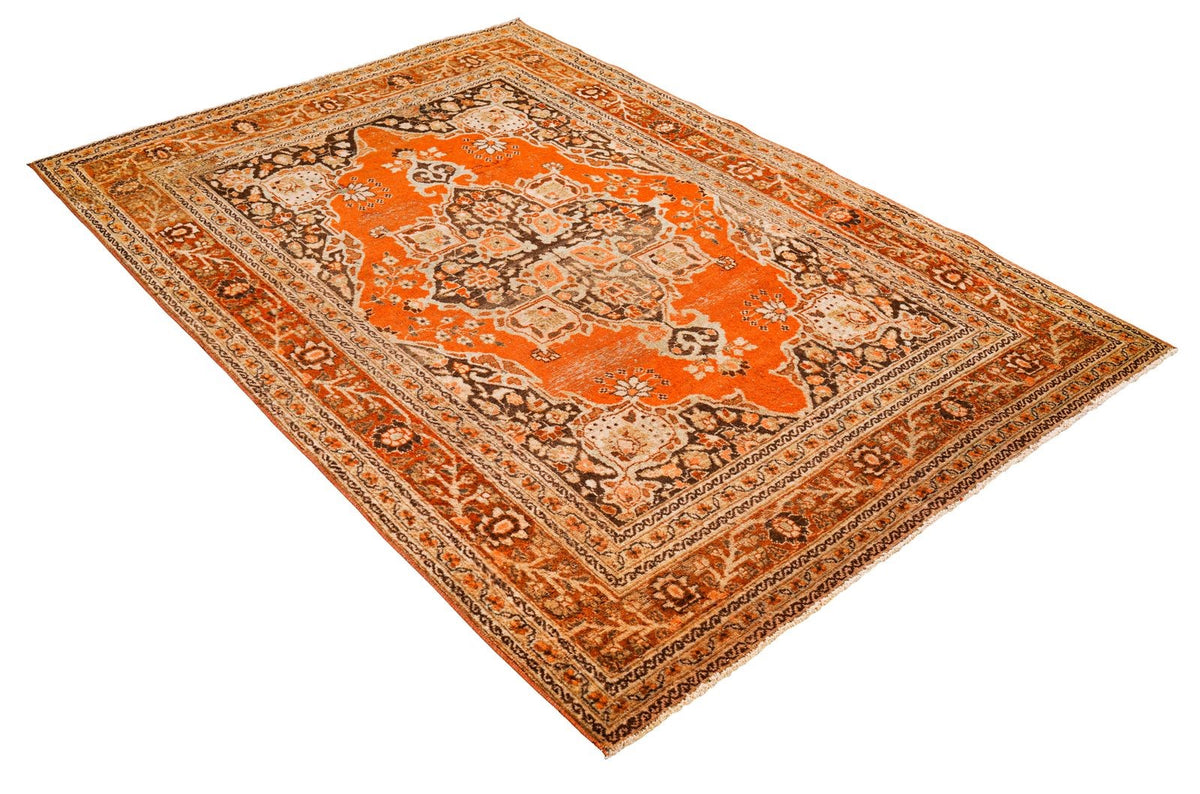 5x7 Orange and Brown Persian Rug