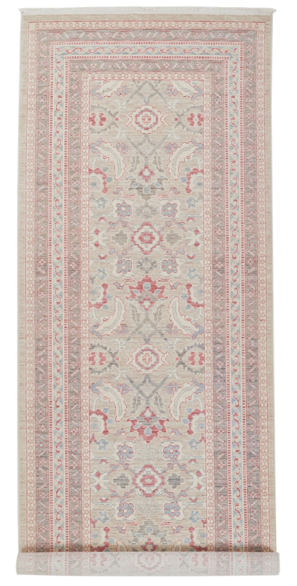 3x9 Beige and Brown Turkish Traditional Runner