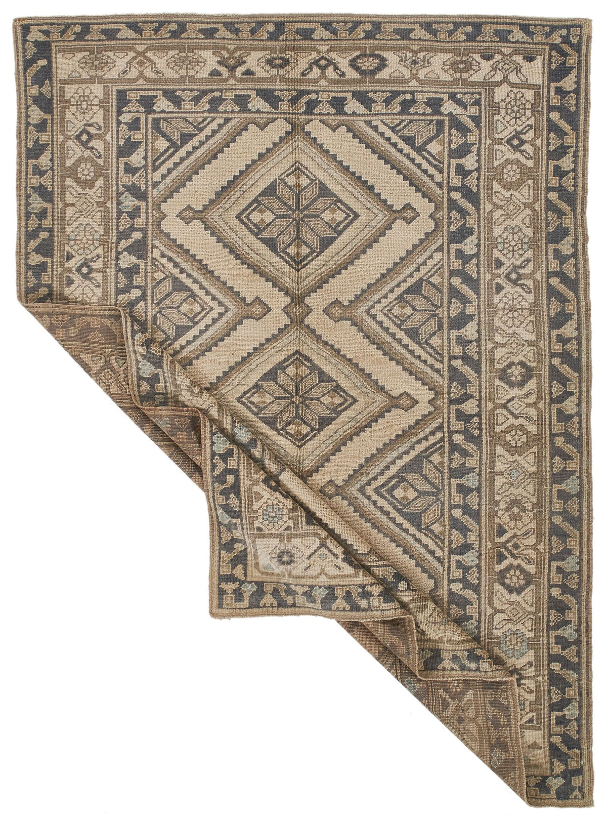 5x7 Beige and Gray Turkish Tribal Rug