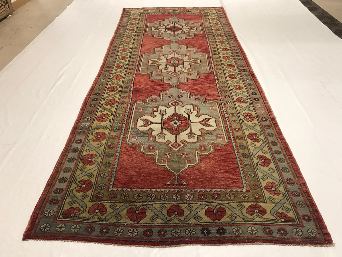 5x12 Rust and Gray Turkish Tribal Runner