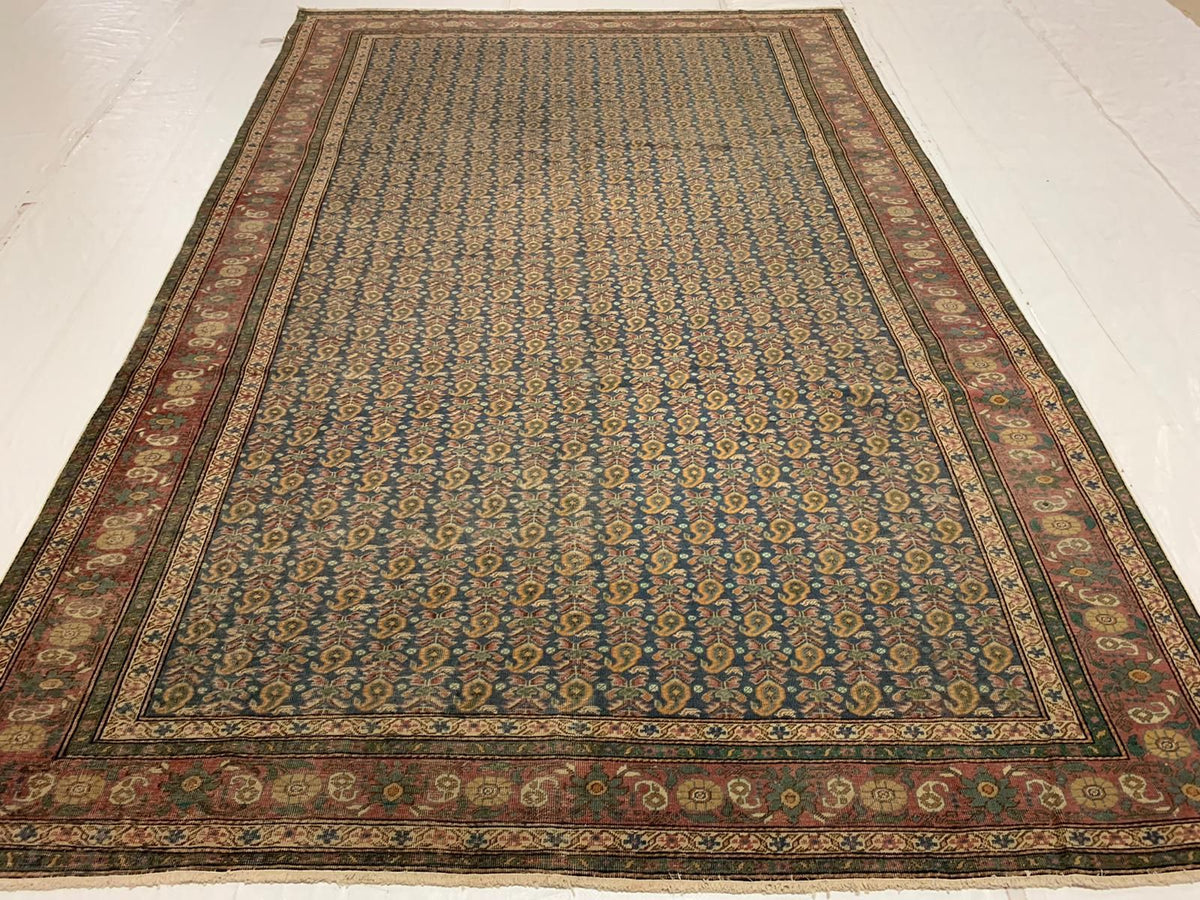 7x10 Navy and Red Turkish Traditional Rug
