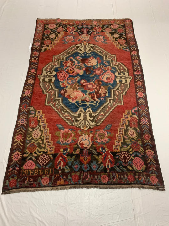 5x7 Red and Blue Anatolian Tribal Rug