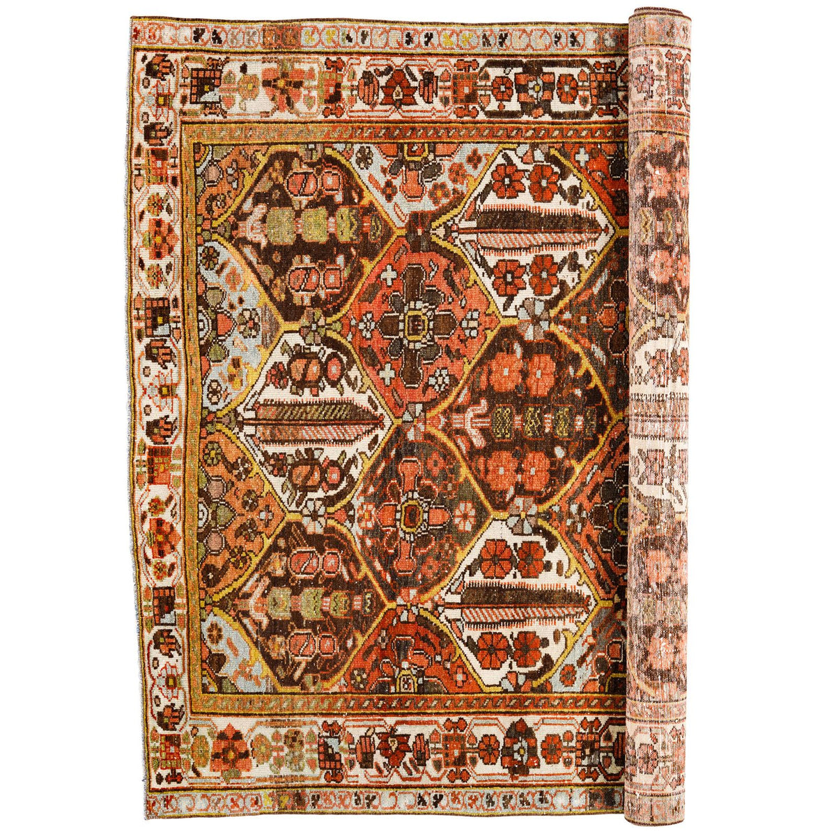 5x6 Brown and Beige Persian Rug