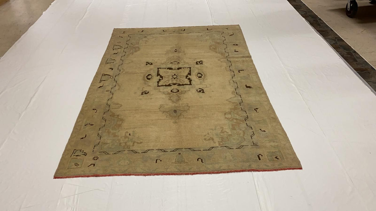 5x8 Ivory Turkish Tribal Rug